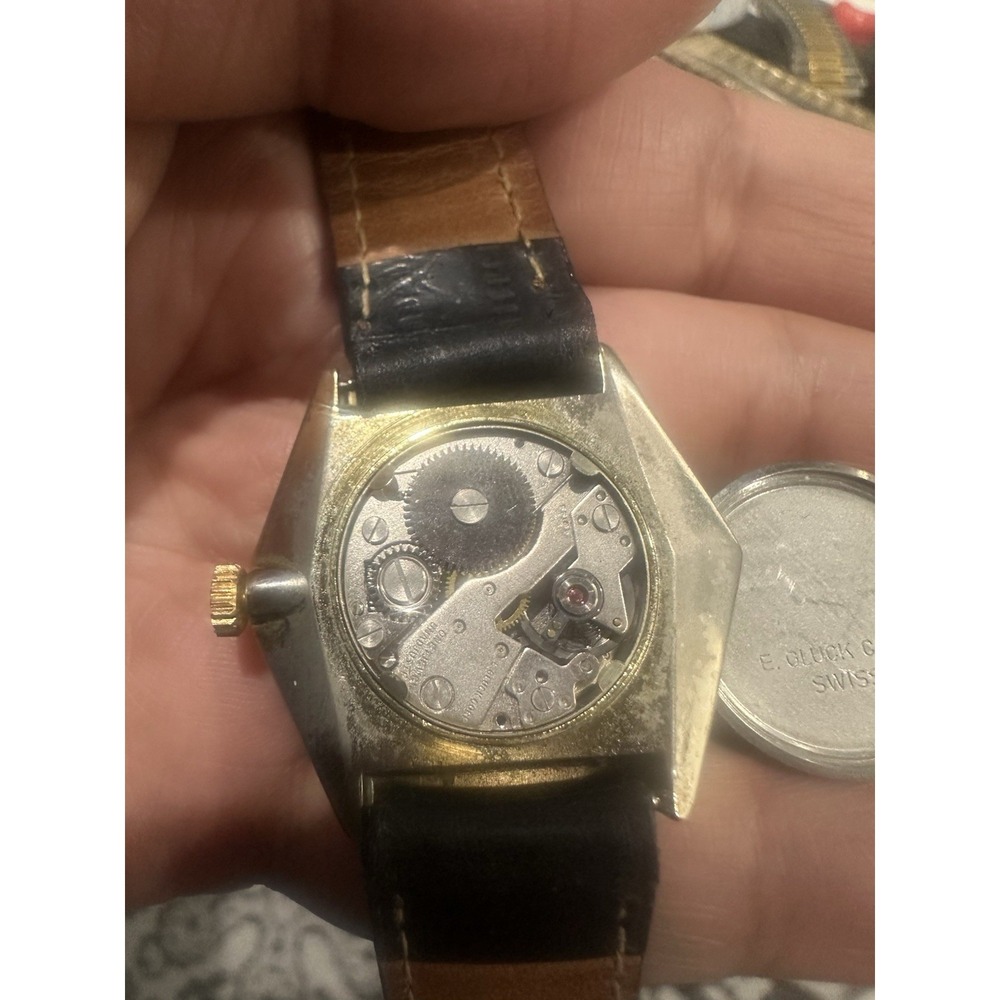 VTG Rare Sutton Swiss Hexagonal Manual Wind Ladies Watch 35mm Black Fits 7.75 - Picture 14 of 16